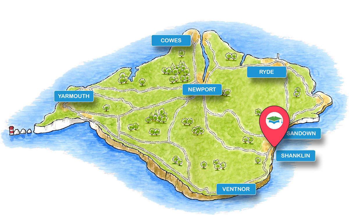 School trip Isle of Wight location map for Pirates Cove Crazy Golf
